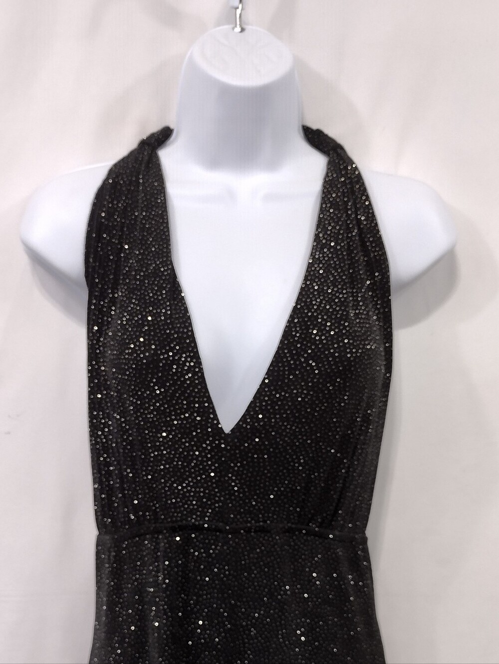 Styleworks Sparkle V-Neck Dress Women's 12 Black Party Retro Y2K 90s Romantic - Picture 2 of 7
